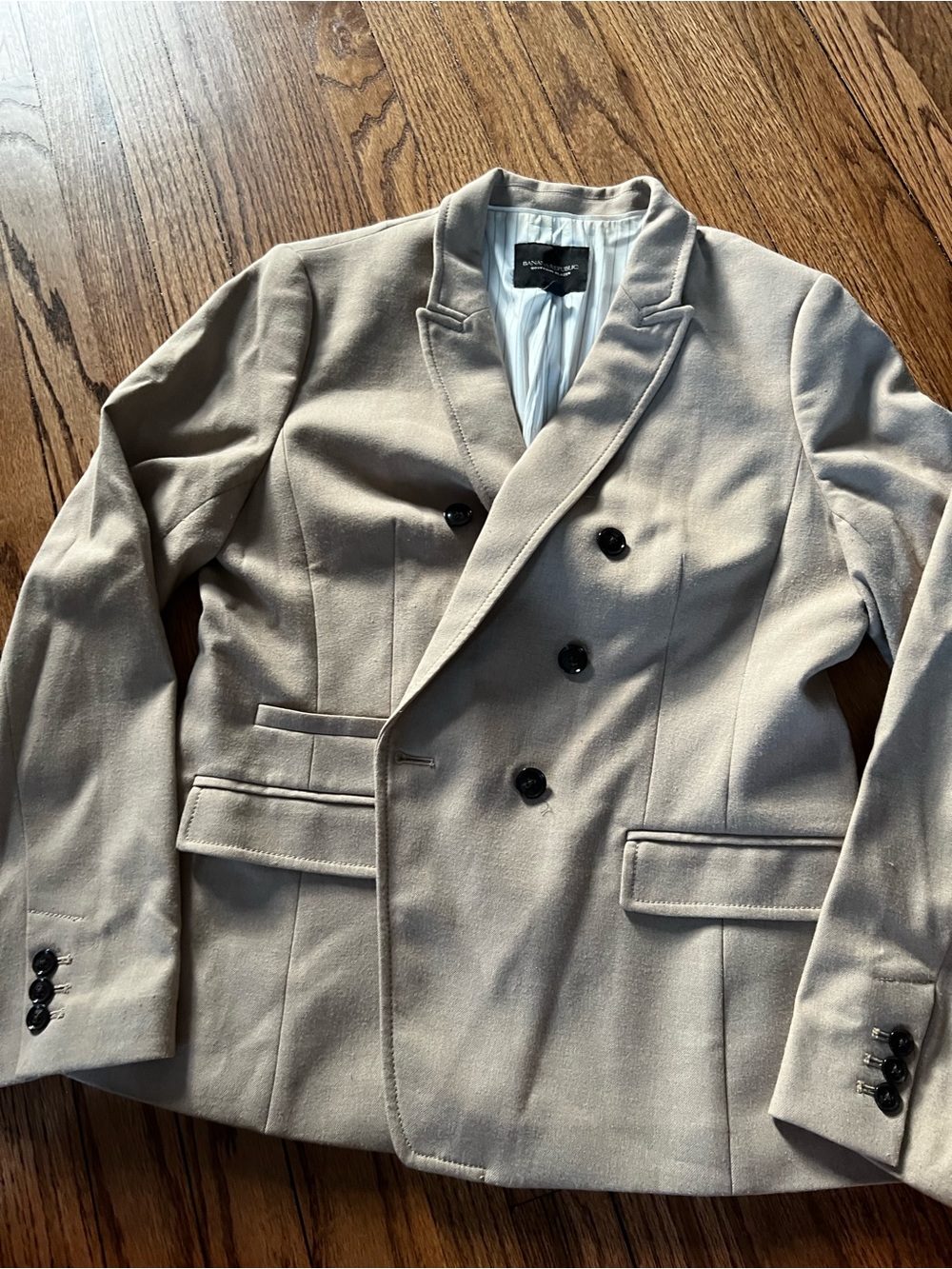 Banana Republic Women's Double-Breasted Cream Blazer